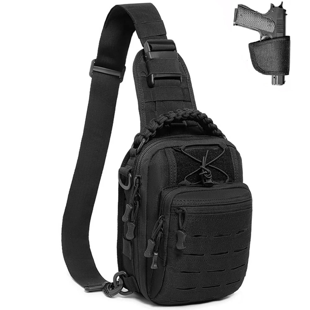 Tactical Sling Bag with Gun Holster Concealed Carry Pistol Bag Crossbody Backpack Molle EDC Shoulder Bag Hunting Chest Pack