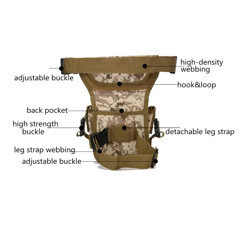 Tactical Leg Drop Bag Multi Functional Waist Bag Adjustable Thigh Strap Hiking Exercise Bicycle Waterproof Nylon Camping Bag