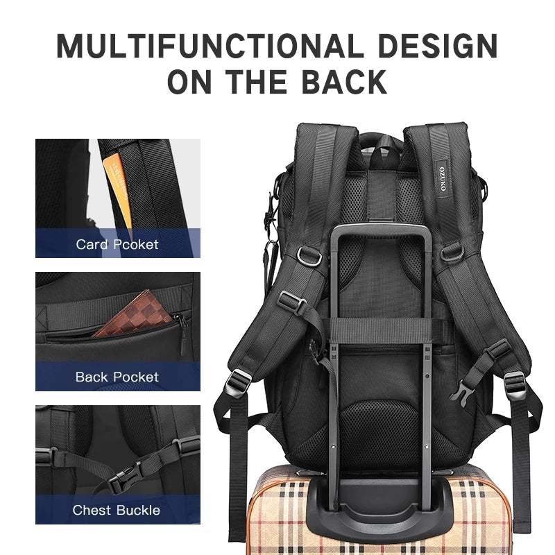 OZUKO 46x17x30 Cabin Mochila Large Capacity Waterproof Backpacks 15.6 Laptop Backpack Travel Business Male Bag USB Fashion