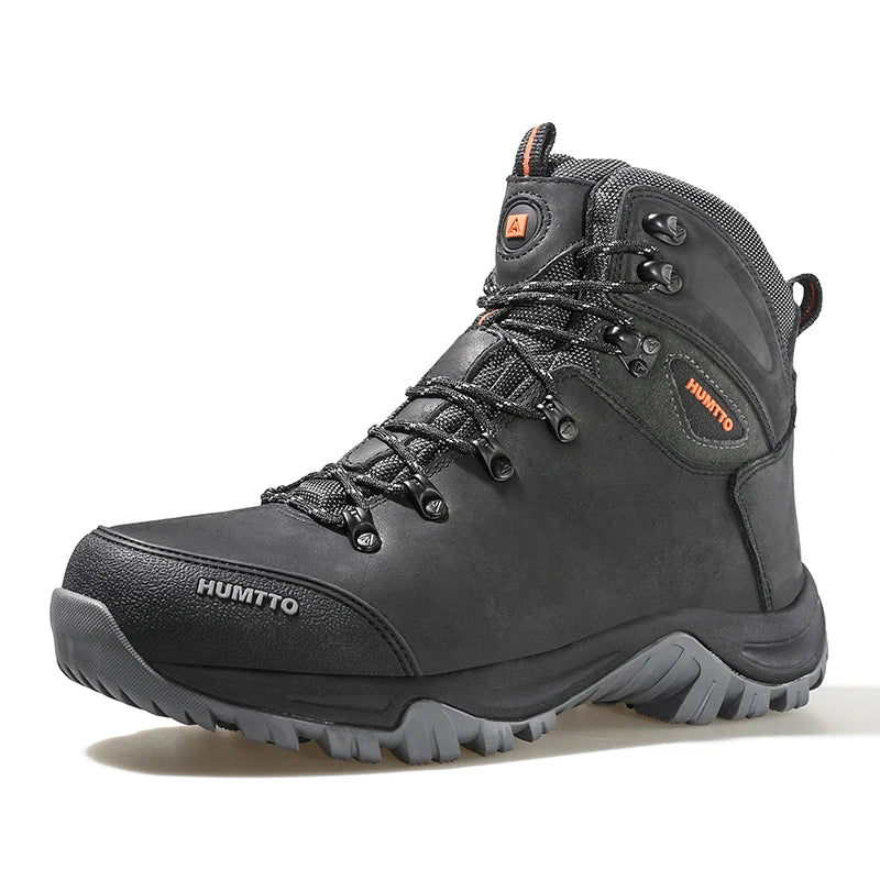 HUMTTO cowhide Waterproof Hiking shoes Men's Sneakers hunting Boots Tactical Desert Combat Ankle Male Women warm trekking Boots