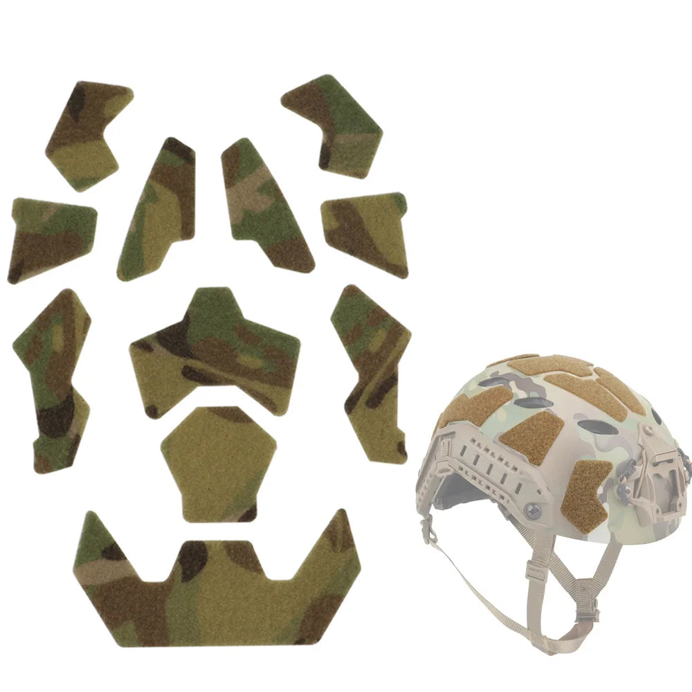 11Pcs/Set Super High Cut Tactical FAST Helmet Magic Sticker Helmet Hook Loop Patches Helmet Accessories BK/MC
