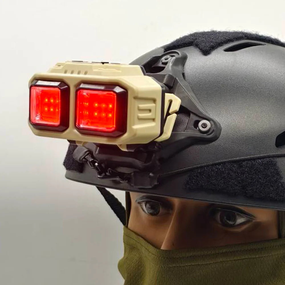Tactical FAST MICH NVG Helmet Light Red Signal Light Sensor Headlamp USB Charging Headlight For Hunting Camping Fishing