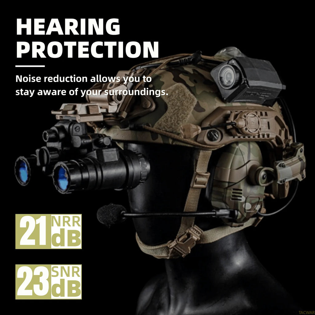 TH6B Wireless Tactical Headset with Noise Reduction Noise Reduction, Rechargeable Shooting Airsoft Earmuff Headphone
