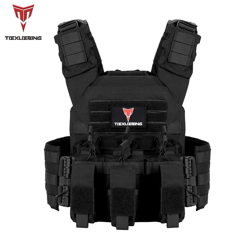 Tiexuebing 6094 Quick Detachable 500D Nylon Tactical Vest Black Combat Gear for Airsoft Plate Carrier Hunting Combat Equipment