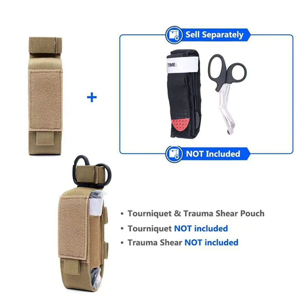 MOLLE Nylon Tourniquet Pouch Holder First Aid Kit EDC Waist Bag Portable Medical Shears Pouch Outdoor Flashlight Knife Holster