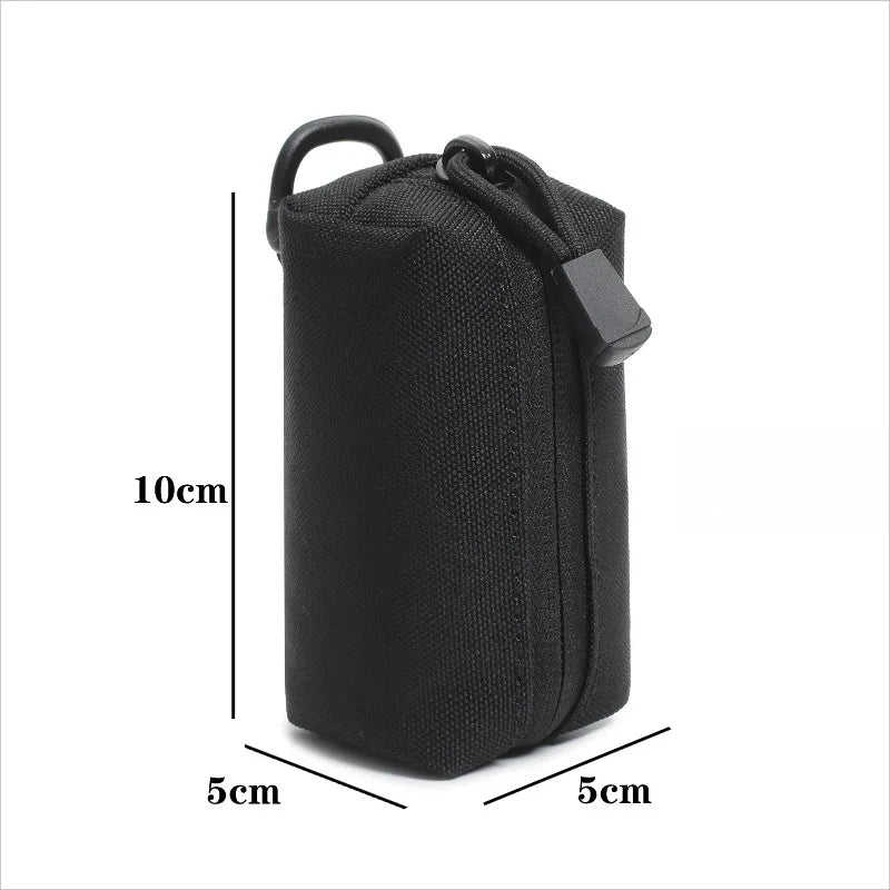 Outdoor  Tactical Mini EDC Zipper Pouch MOLLE Small Portable Nylon Key Coin Purse with D-Ring for Cycling Hunting Hiking Travel