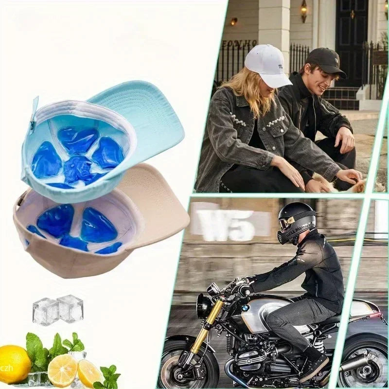 NEW PVC Gel Ice Pack - Adjustable Cooling Pad for Helmets & Hats | Reusable Cold Compress Travel Portable Outdoor Accessory