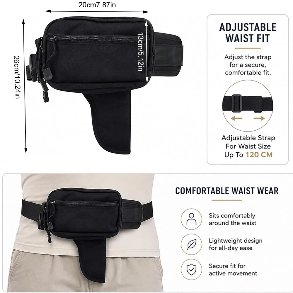 Concealed Carry Fanny Pack with Pistol Pouch Tactical Waist Bag for Men Anti-Theft Hidden Gun Pocket 1000D Nylon EDC Waist Pack