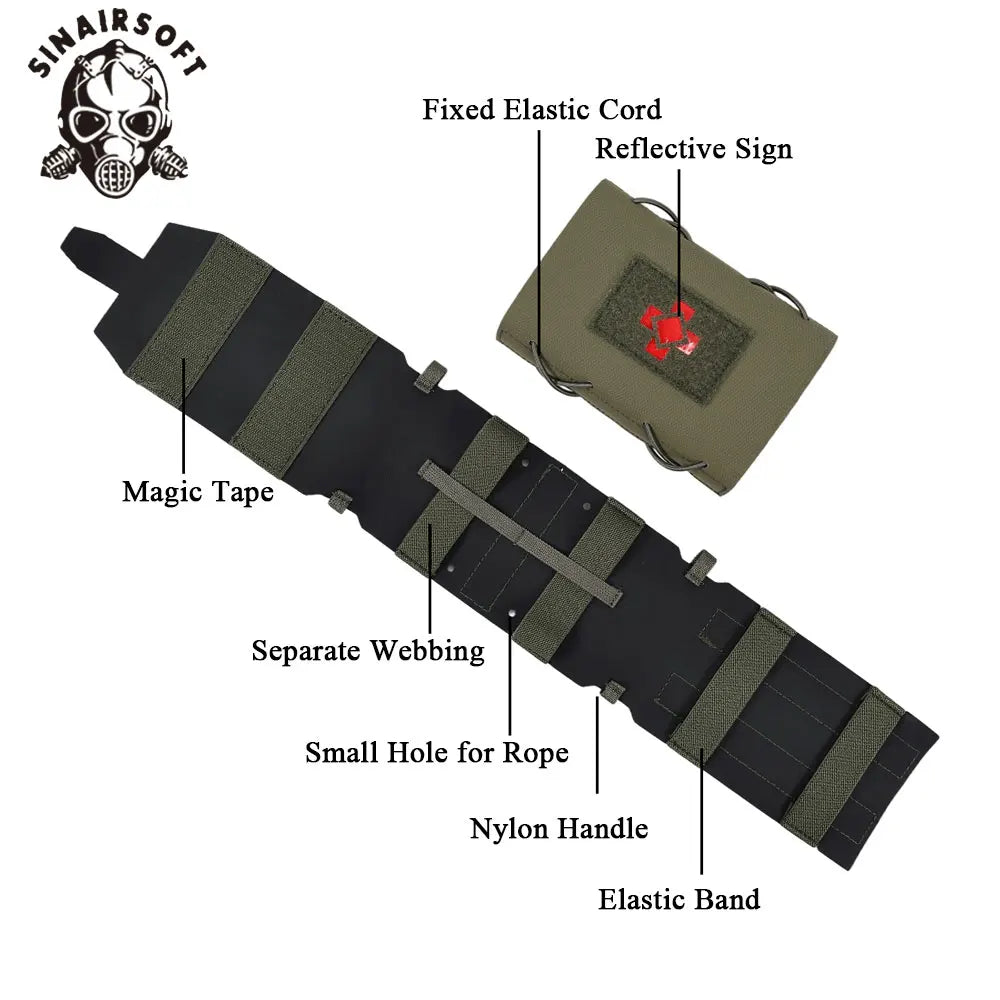 SINAIRSOFT Tactical Molle Ifak Pouch 500D Nylon Water-Resistant Medical First Aid Pouch with Red Cross Patch for Vest Backpack