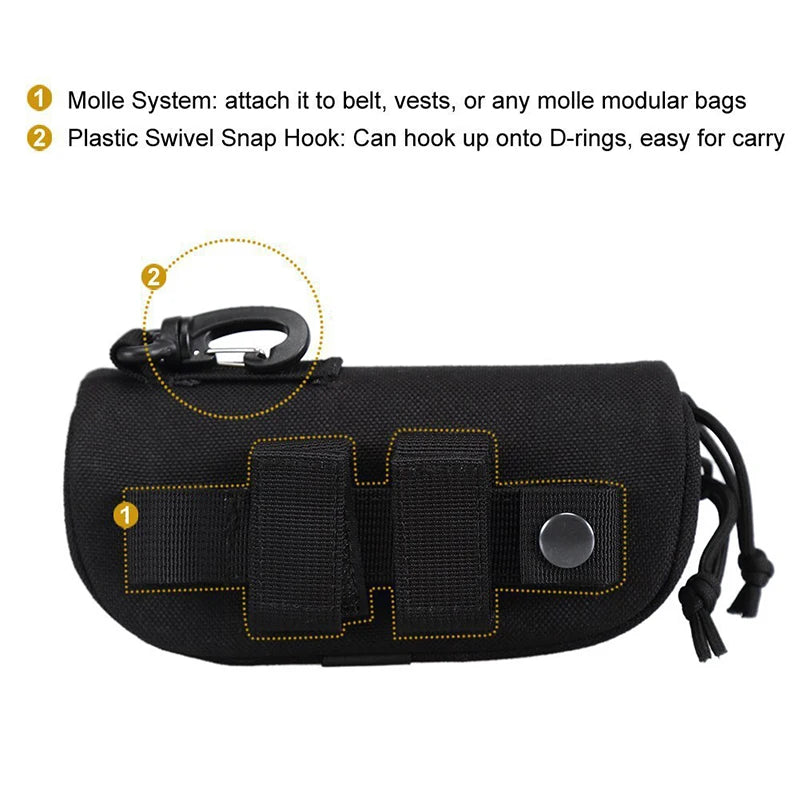 Hard Shell Glasses Pouch Sunglasses Tactical Molle EDC Waist Pack Utility Outdoor Hunting Accessories Organizer Eyeglasses Case