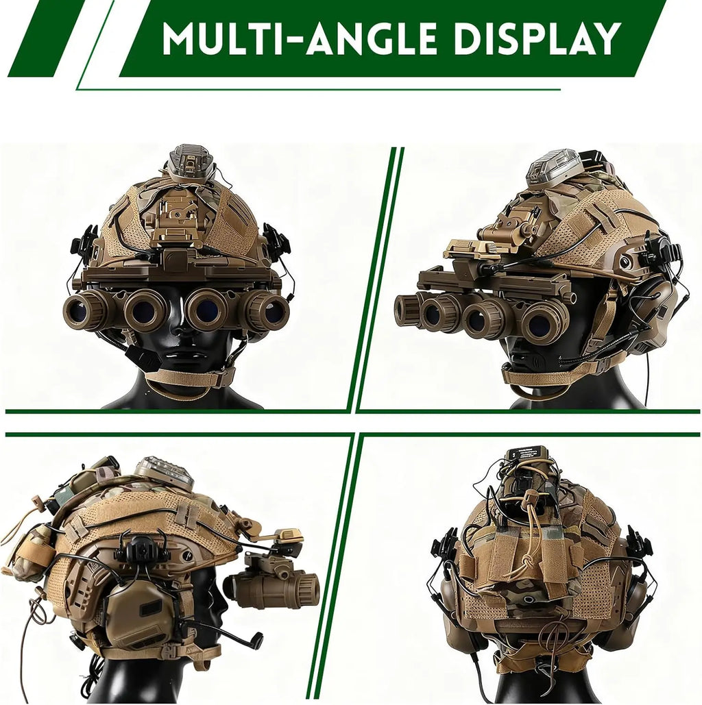 Tactical Helmet with Headset 4 in1 Upgraded Adjustable with Helmet Cover Signal Light for Airsoft Cosplay Military Tactical Gear