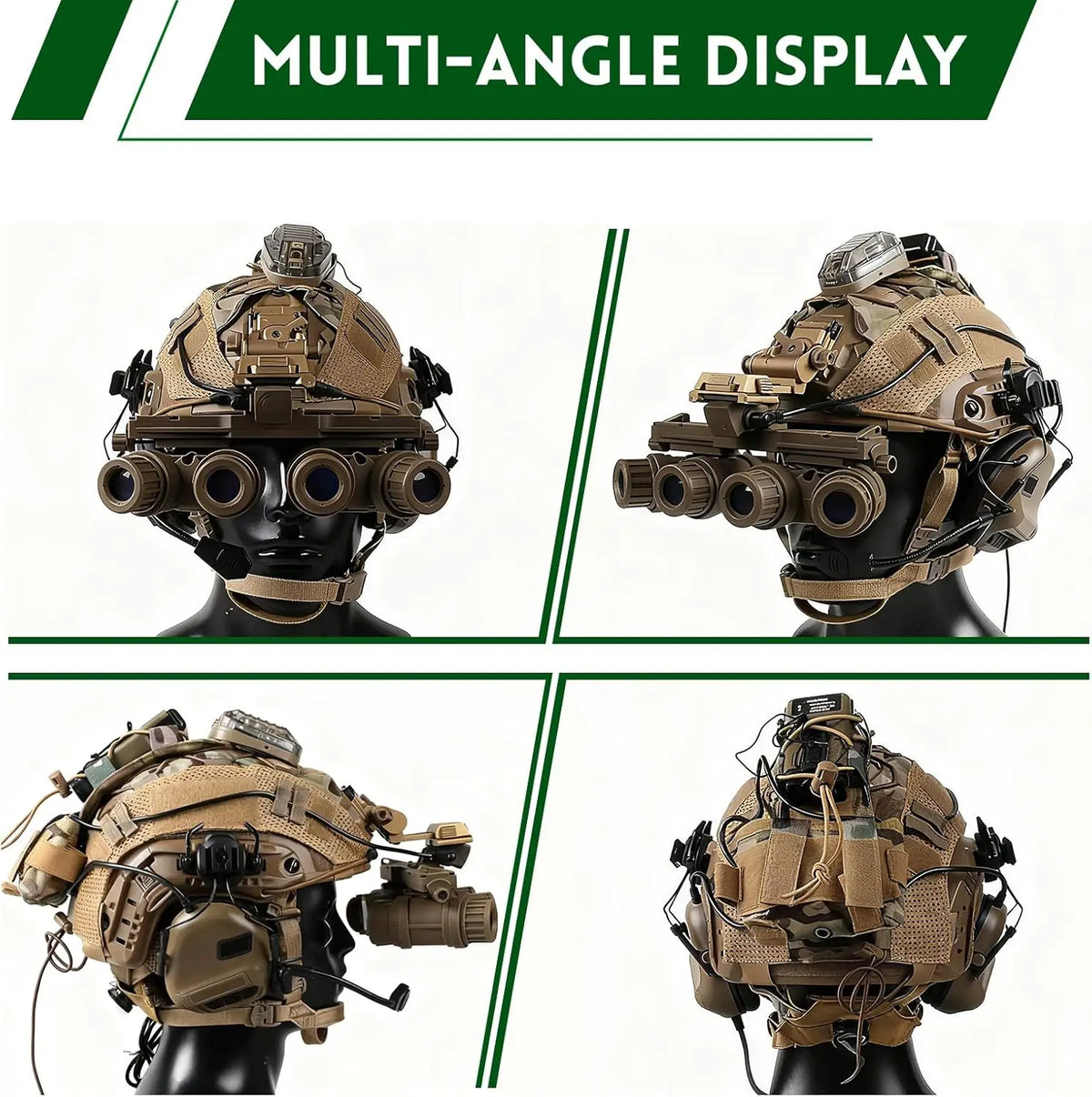 Tactical Helmet with Headset 4 in1 Upgraded Adjustable with Helmet Cover Signal Light for Airsoft Cosplay Military Tactical Gear