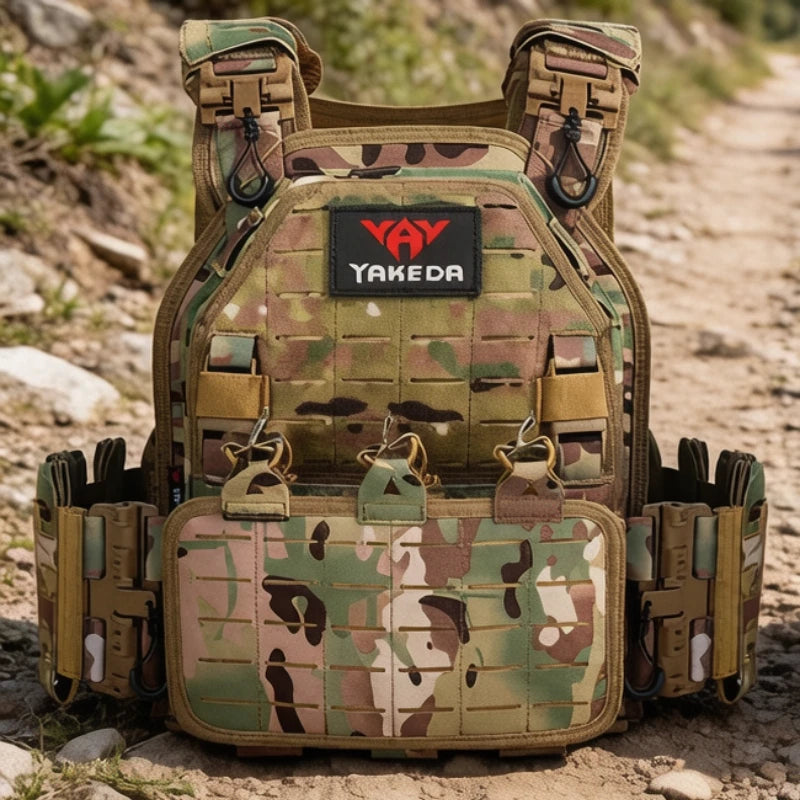 Lightweight Quick Release Camo Tactical Vest Breathable Mesh Multi-Pocket Field Training Combat Vest Durable Scratch Resistant