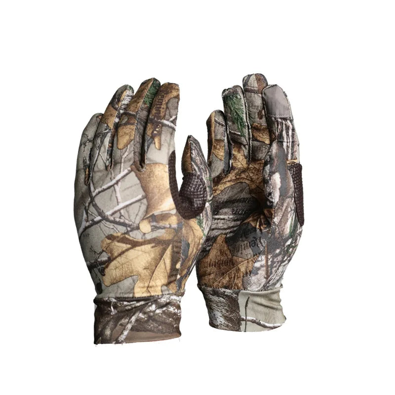 Hunting Camo Gloves Tactical Bionic Elastic Touch Screen Gloves Shooting Anti-Slip Fishing Camouflage Full Finger Gloves