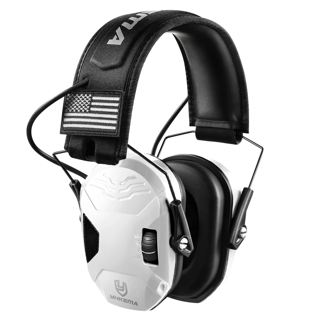 Electronic Shooting Ear Protection YHKEMA NRR23 Foldable Tactical Earmuffs Adjustable Volume For Shooting Range Hunting