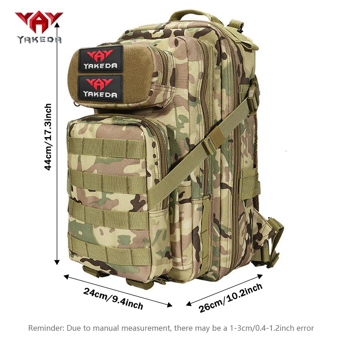 YAKEDA 30L multifunctional outdoor backpack with large capacity and multi compartment design, adjustable chest buckle