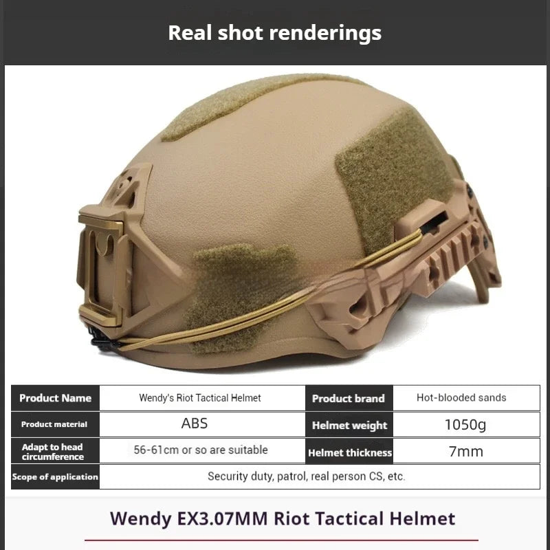 Tactical Wendy Helmet 3.0 Airsoft Gear with Double Spongy Pad Hanging Suspension System And Chin Strap MICH Training Version