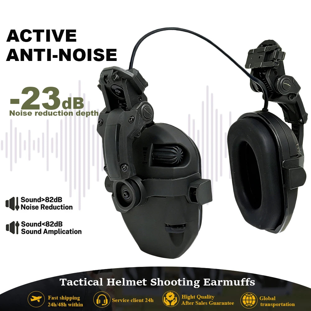 WK Helmet Mounted Earmuffs For Shooting Electronic Hearing Protection Ear Protect Noise Reduction Active Hunting Headphone