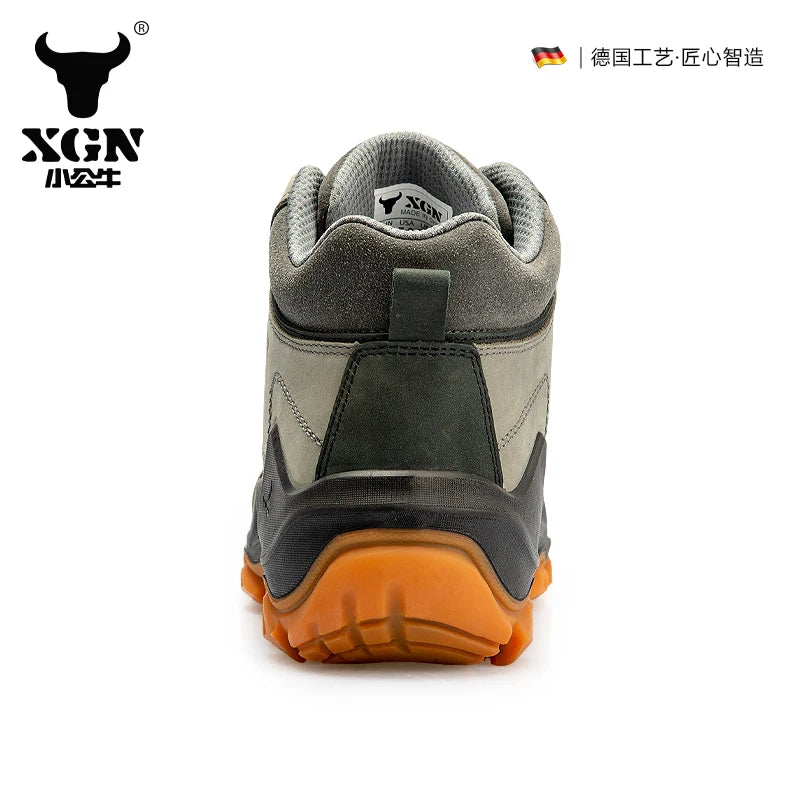 XGN Cowhide Outdoor Hiking shoes Men's waterproof hunting Boots Tactical Desert Combat travel Boots Ankle trekking Sneakers