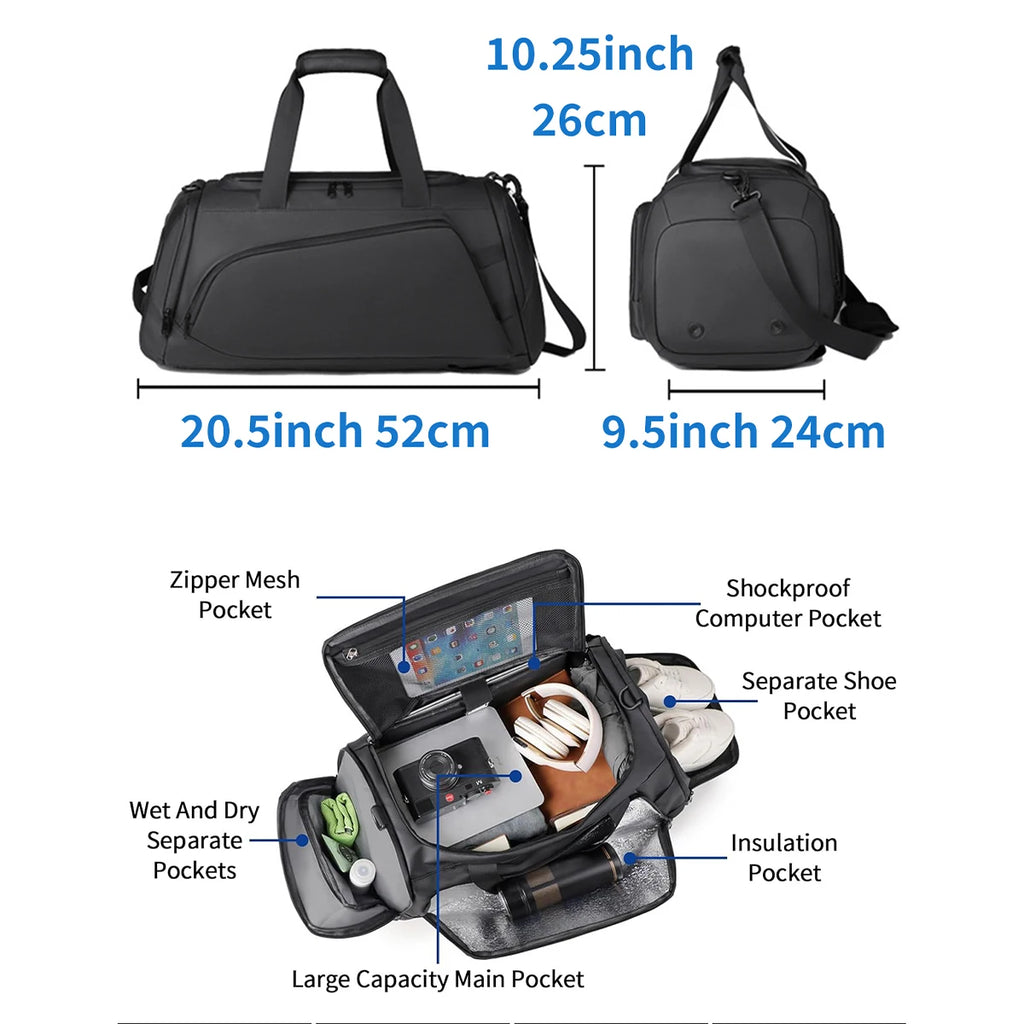 35L Water Resistant Backpack Duffel, Heavy Duty Duffle Bags | Inner Zipper Pockets; Suit for Travel Gym Camping Sports Weekend Getaways