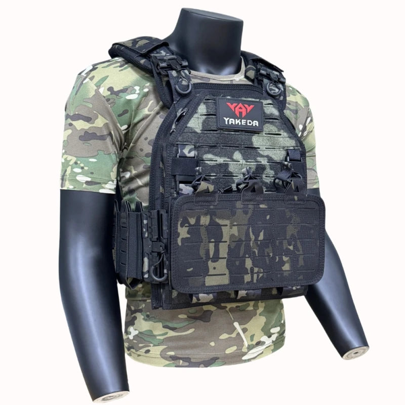 yakeda 6094 Laser Cut Tactical Vest Lightweight Breathable Quick Release Molle Combat Protective Vest for Men
