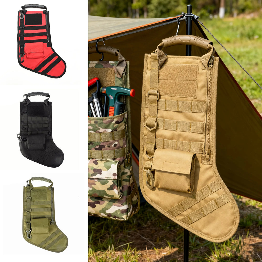 Tactical Christmas Stocking MOLLE Webbing Zip EDC Pocket Outdoor Hiking Hunting Accessories Bag Gift for Veterans
