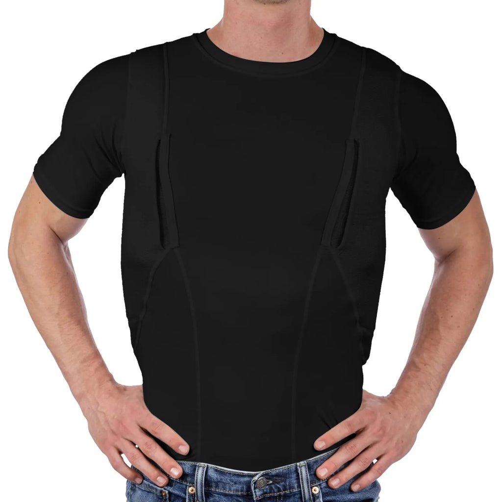 Tactical Holster Concealed Carry T-Shirt Double Pistol Clothes Left Right Hand Invisible Carry for Men Women Daily Hidden Wear
