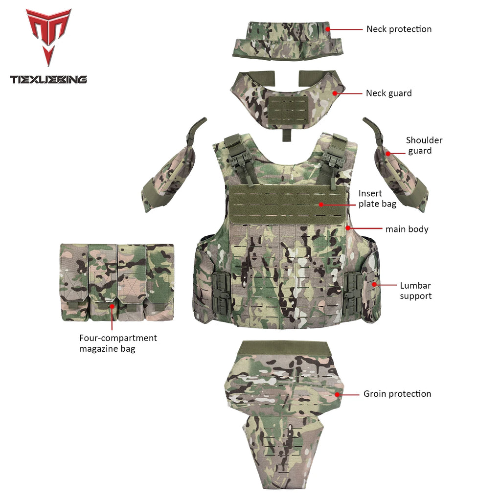 Tiexuebing 1000D Waterproof Wear-Resistant Outdoor Multi-Functional Laser Molle Module Full-Defense Tactical Vest