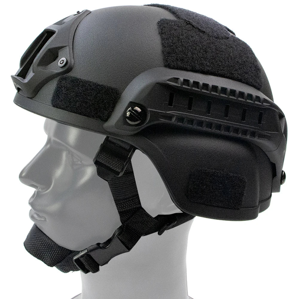 Helmet MICH 2000 3mm ABS Plastic Adjustable ACH Tactical Helmet With Ear Protection Front NVG Mount And Side Rail