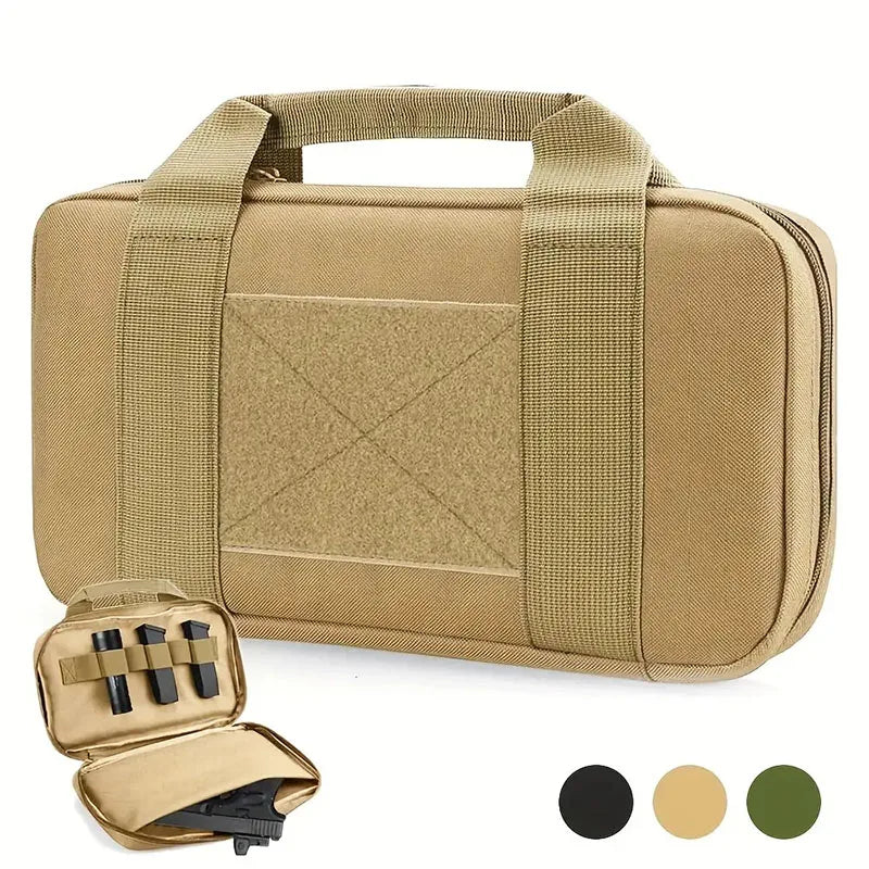 1pc Tactical Pistol Carrier Bag Concealed Carry Case Soft Padded Handgun Pouch with Multiple Magazine Storage Slot for Hunting