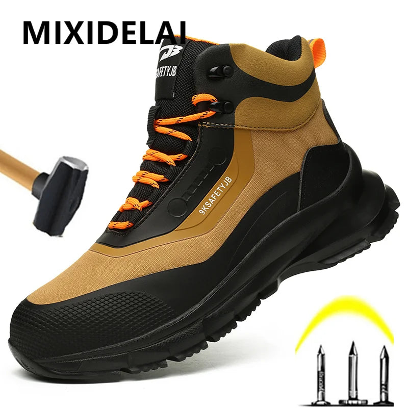 Outdoors Indestructible Shoes Work Boots Steel Toe shoes Men Safety boots Anti-smash Anti puncture Industrial Shoes Non-slip