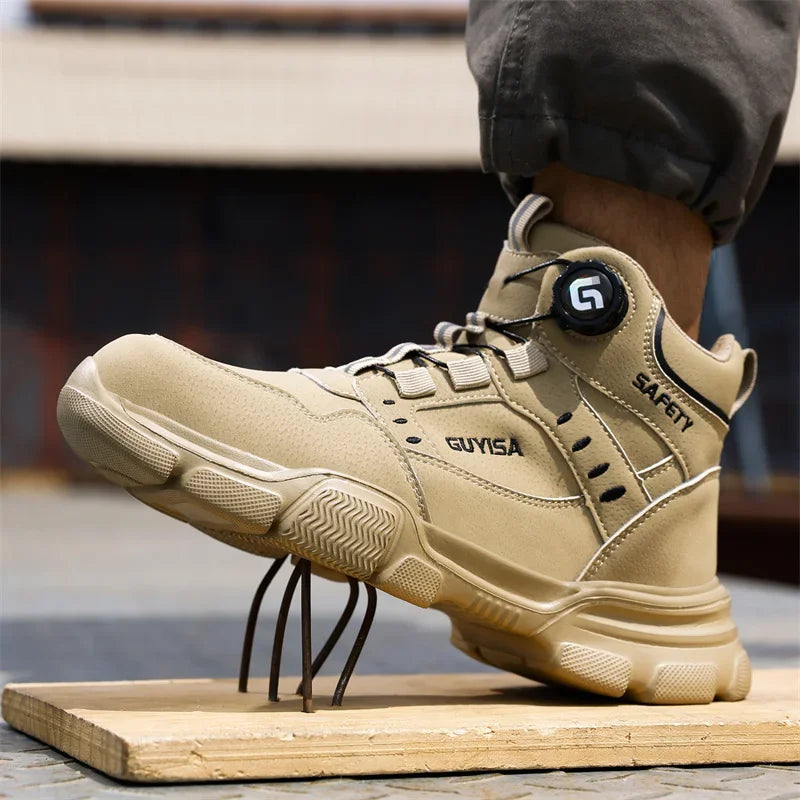 New 2024 Waterproof Rotating Button Safety Boots Men Work Sneakers Indestructible Puncture-Proof Protective Steel Toe Shoes