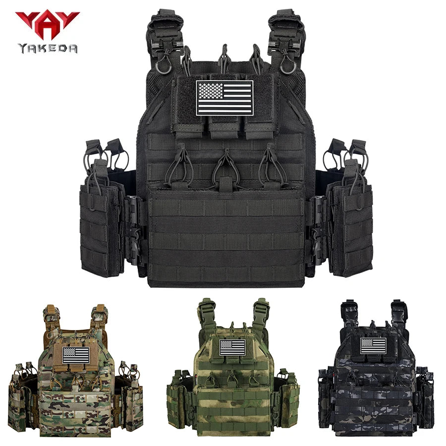 YAKEDA Outdoor Adventure Quick Release Tank Top Front Triple Bag Elastic Rope Fixed Design Back Zipper Storage Bag
