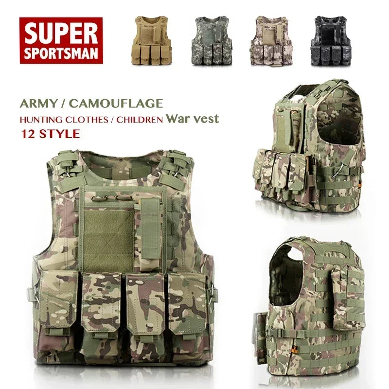 Outdoor Airsoft Tactical Kids Children Vest Uniform  Hunting Equipment Kids Boy Girl Camouflage Hiking CS Hunting Clothes