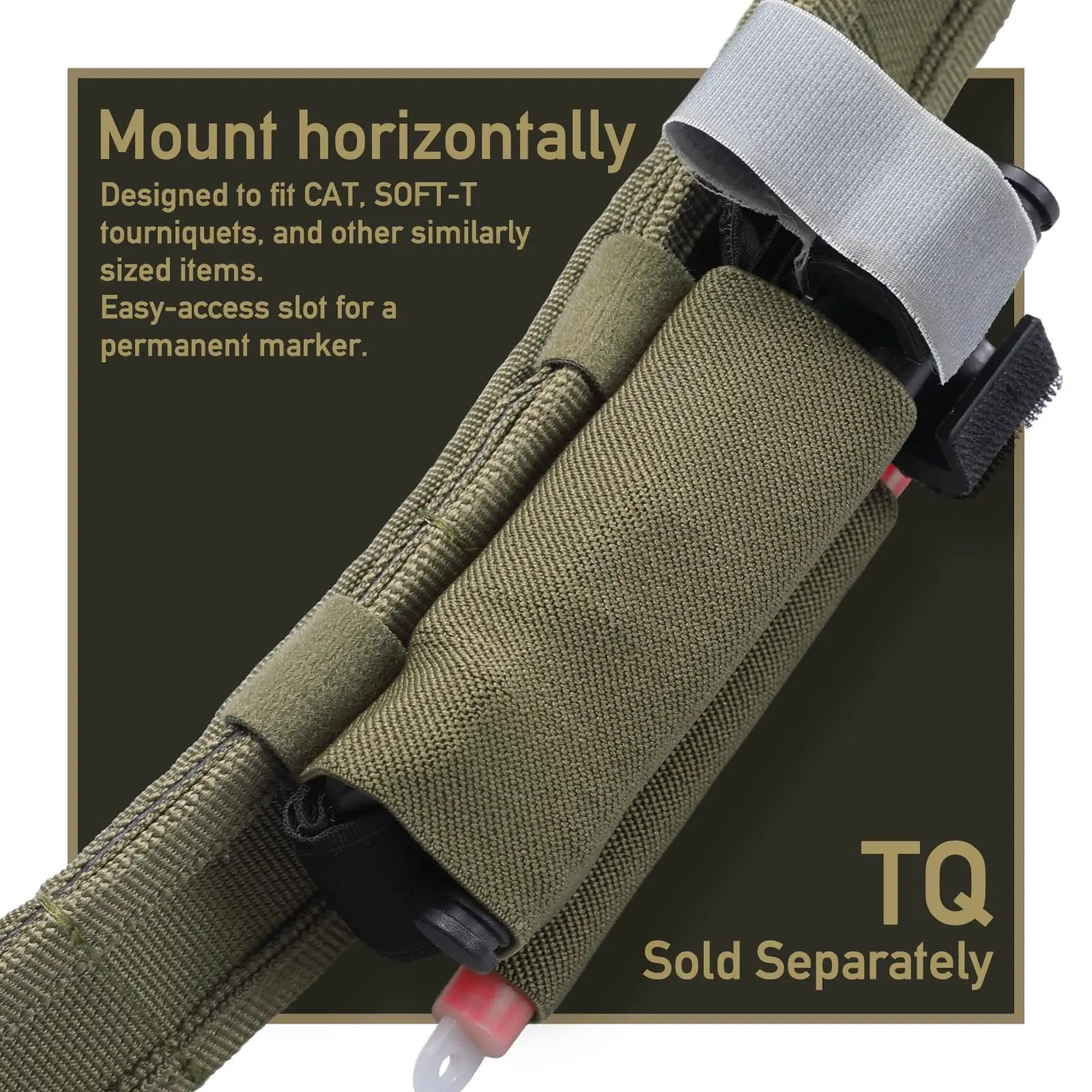 MOLLE Tactical Tourniquet Holder Elastic TQ Sleeve Pouch Hook & Loop Medical Tourniquet Carrier for Duty Belt