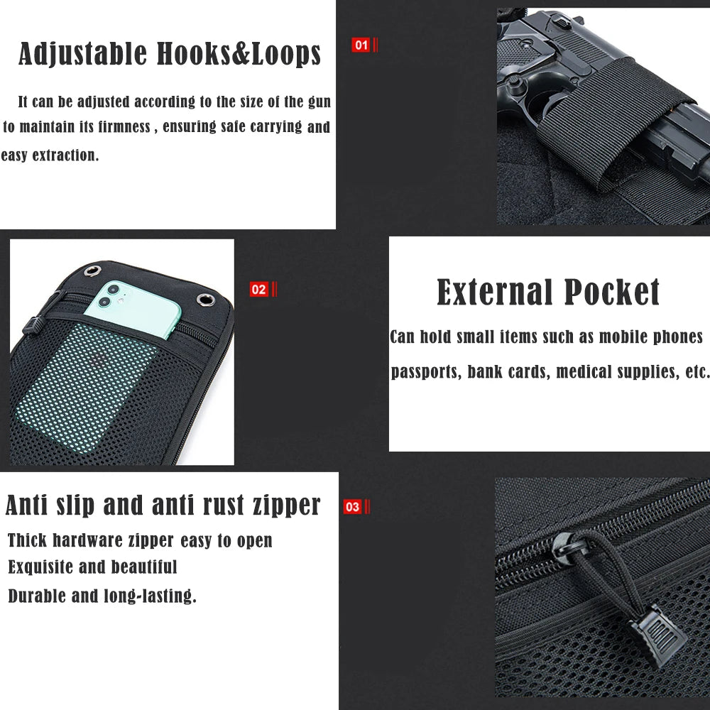 Molle Outdoor Tactical Concealed Gun Holster Pouch EDC Magazine Pouch for Universal Handguns Carry Holster Waist Fanny Pack