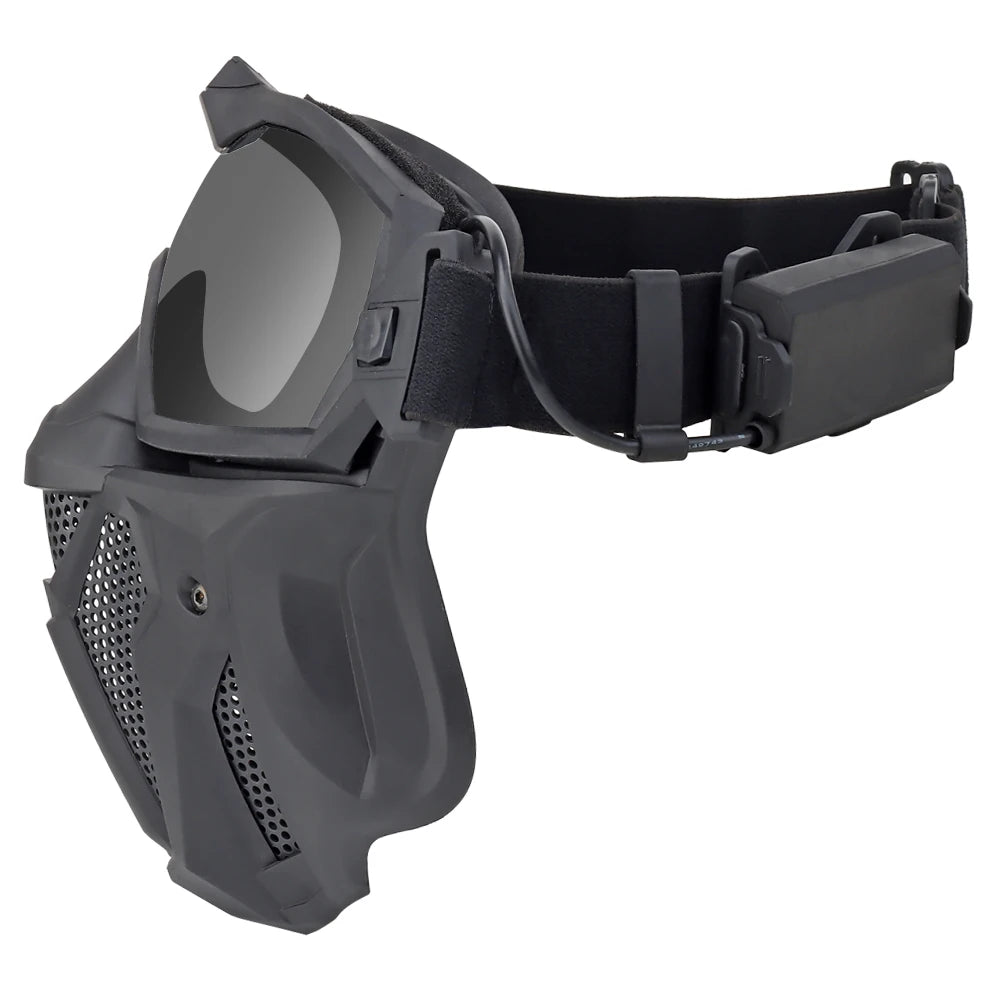 Tactical Airsoft Mask Full Face Mask with Fan Detachable Anti-Fog Protection Goggle for Paintball Shooting CS Game Gear