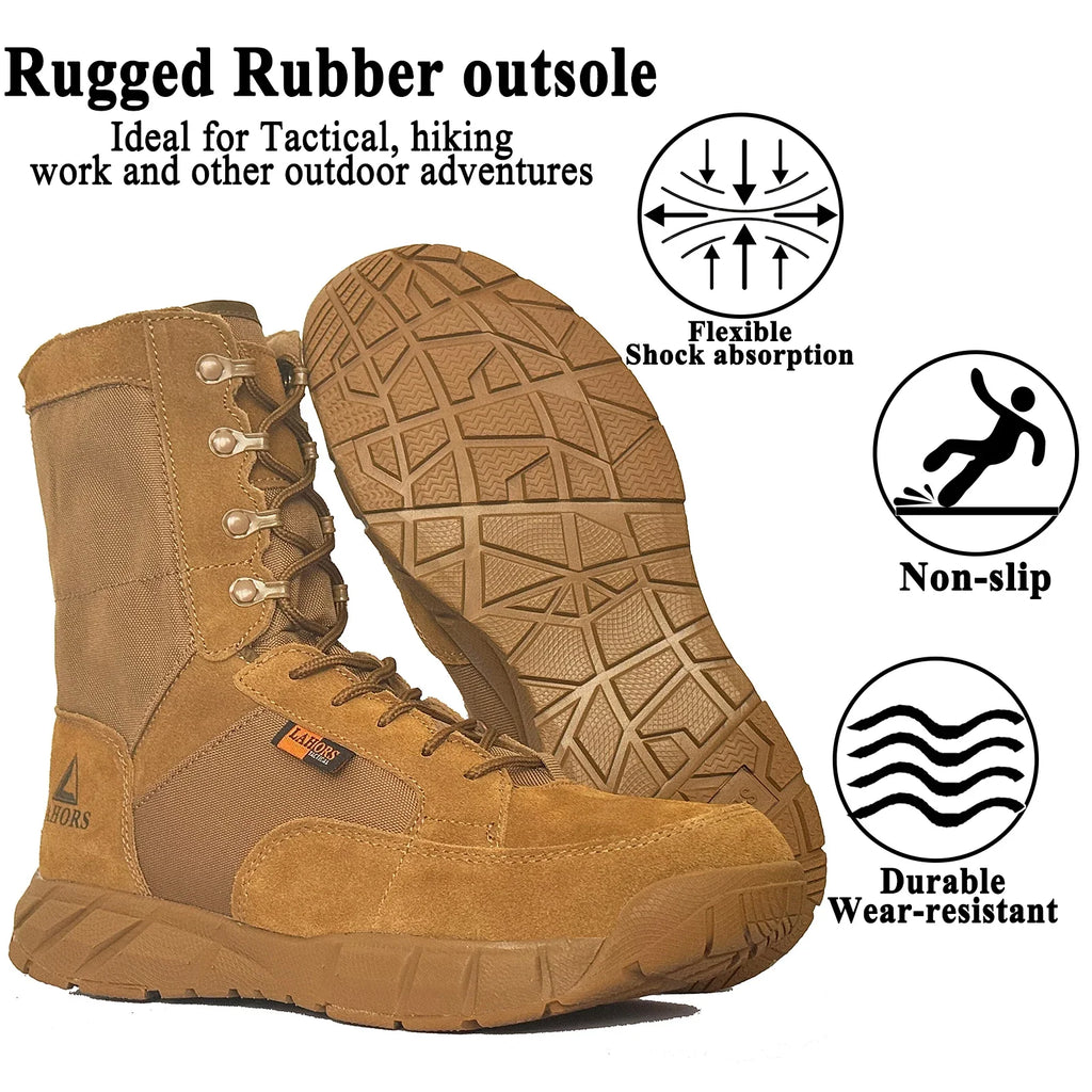 LAHORS® Original Lightweight Man Tactical Boots With Zip Combat Training Lace Up Waterproof Outdoor Hiking Breathable Shoes