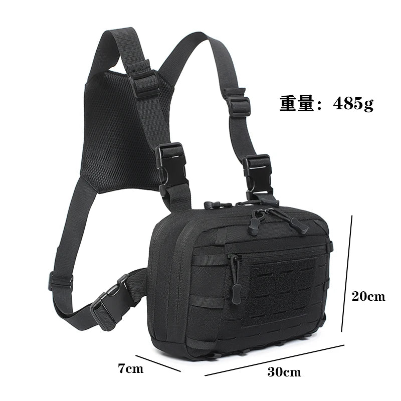 Tactical Chest Pack  MOLLE Webbing System  Zipper Closure, Breathable, Outdoor Hiking
