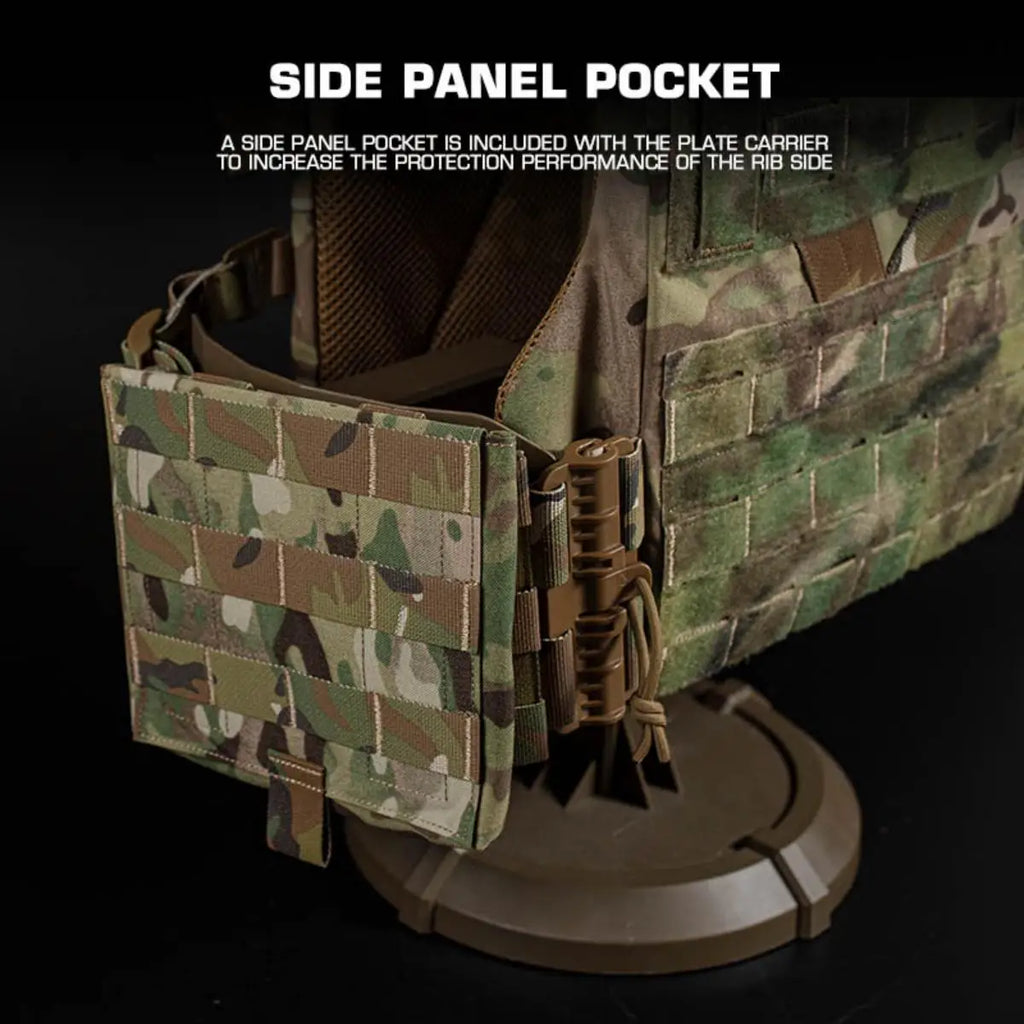 Poseidon Defense Top Grade DP Plate Carrier 3.0 Quick-Release Molle Vest Adjustable Sizing (S/M/L/XL) With 2Pcs Side Pocket