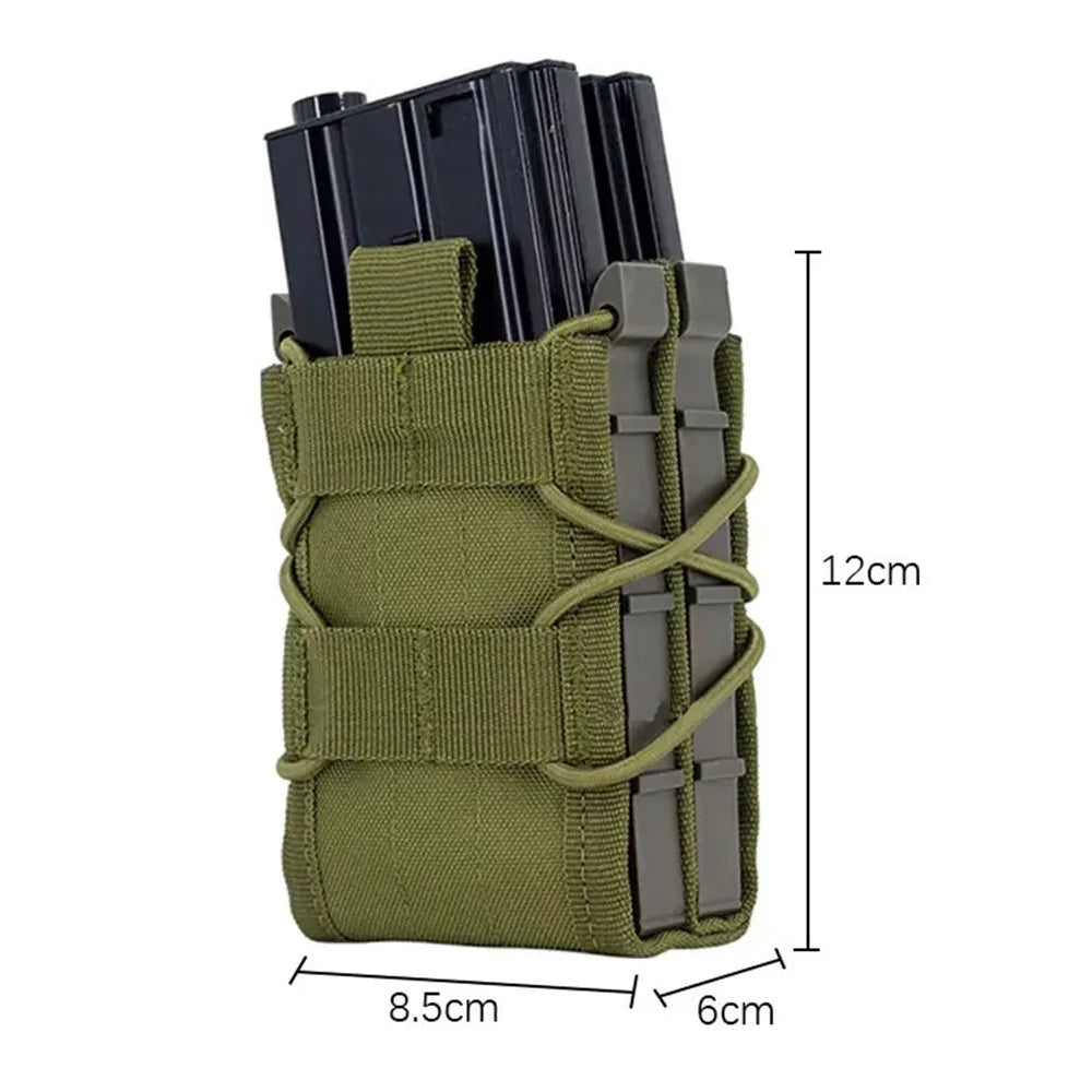 Tactical MOLLE Airsoft Airgun Double Mag Pouch for AR15/M4/16 5.56 Rifle&Pistol, Hunting Vest Accessory, Durable Magazine Holder