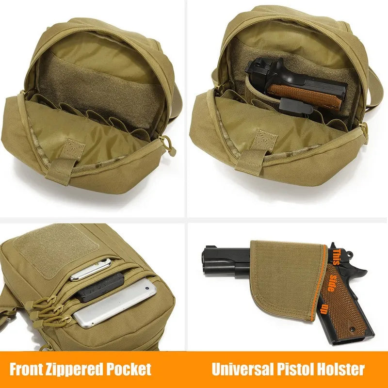 New Tactical Pistol Gun Case Shoulder Bag Outdoor Hiking Hunting Camping chest bag with Gun Holster