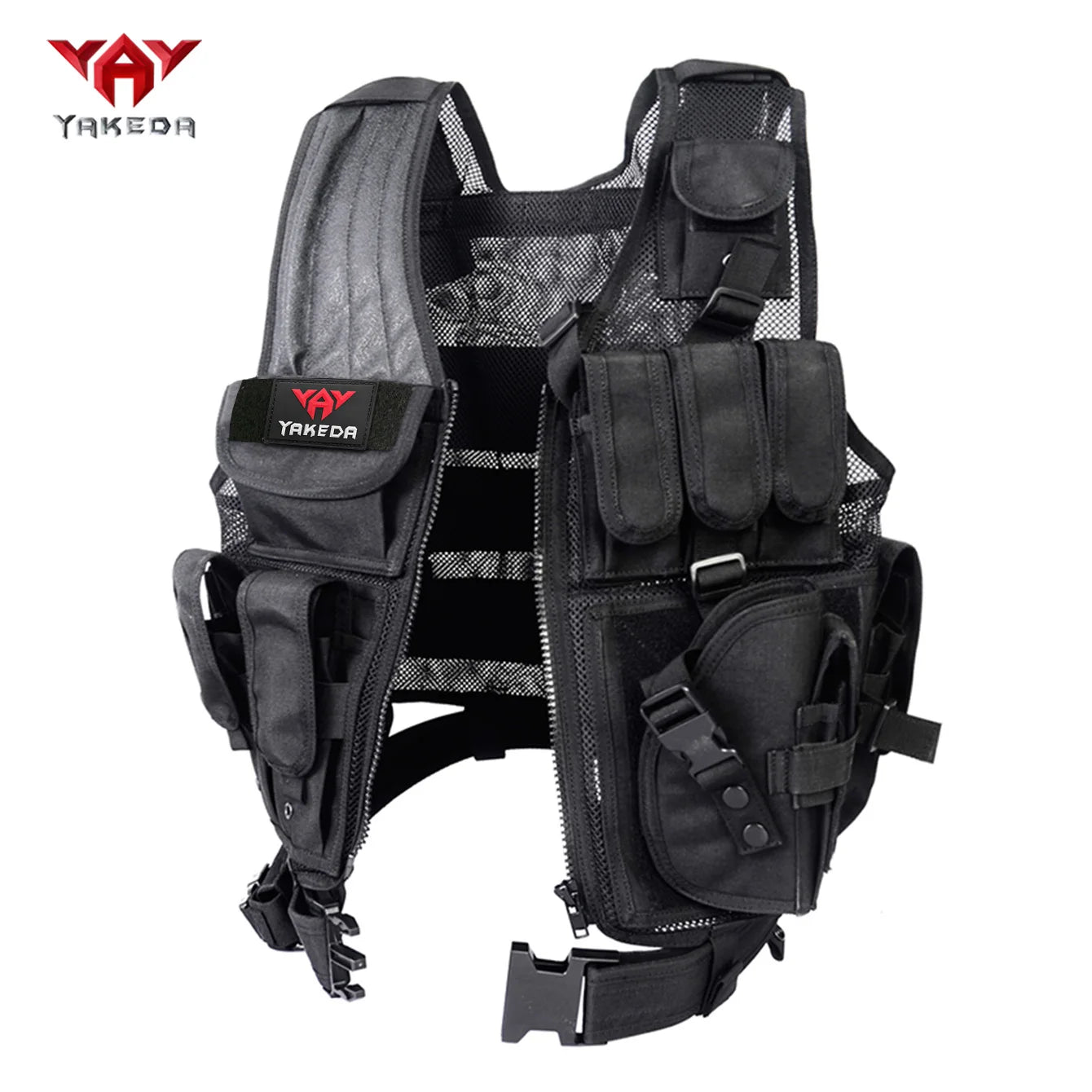 YAKEDA High Strength Wear-Resistant Tear-Resistant Mesh Breathable Hunting Vest Double-Layer Tear-Resistant Fabric
