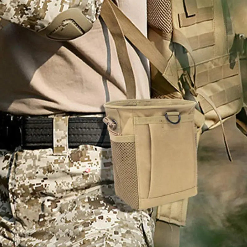 Durable Molle Magazine Dump Pouch with Drawstring Closure for Hiking and Camping