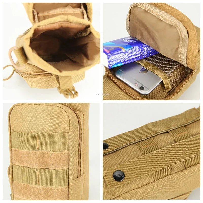 Tactical Molle Water Bottle Pouch Nylon Outdoor Sport Travel Kettle Bag with Shoulder Strap