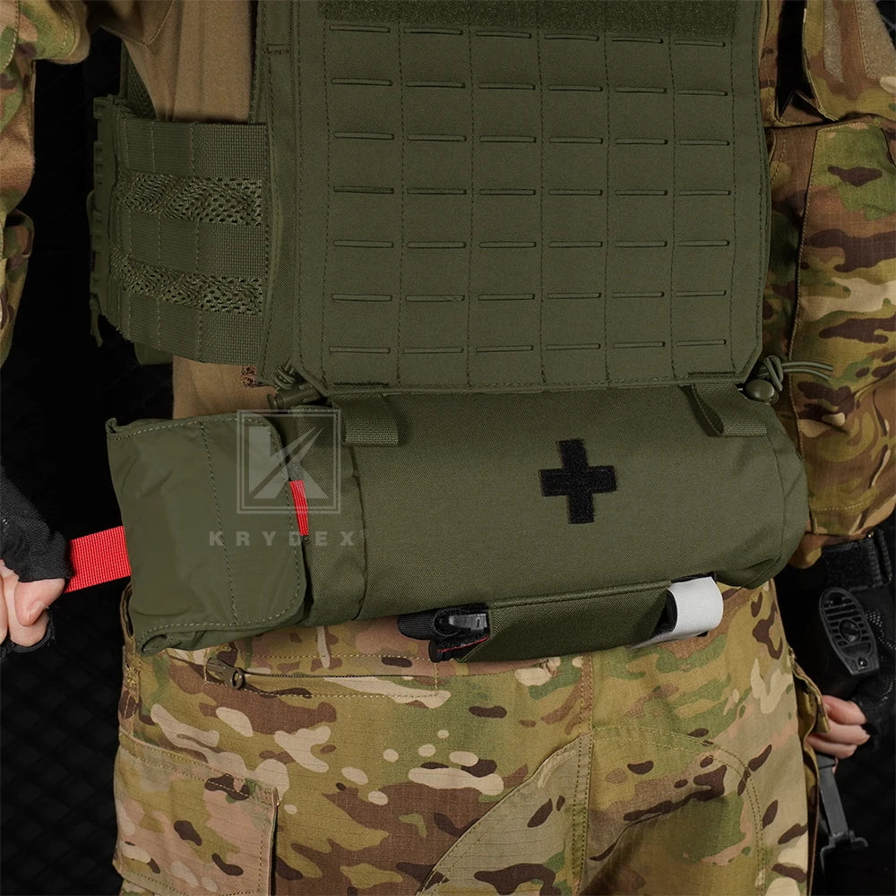 KRYDEX Tactical Trauma Pouch Roll Up IFAK First Aid Kit EDC Medical Rapid Belt Bag Airsoft Hunting Vest Plate Carrier Gear
