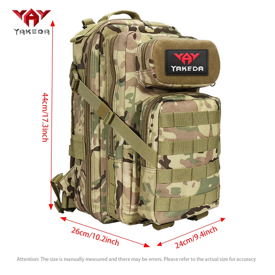 YAKEDA 26L Multi functional Sports Backpack 600D Polyester Tear resistant and Wear resistant Material with Multi layer Pockets