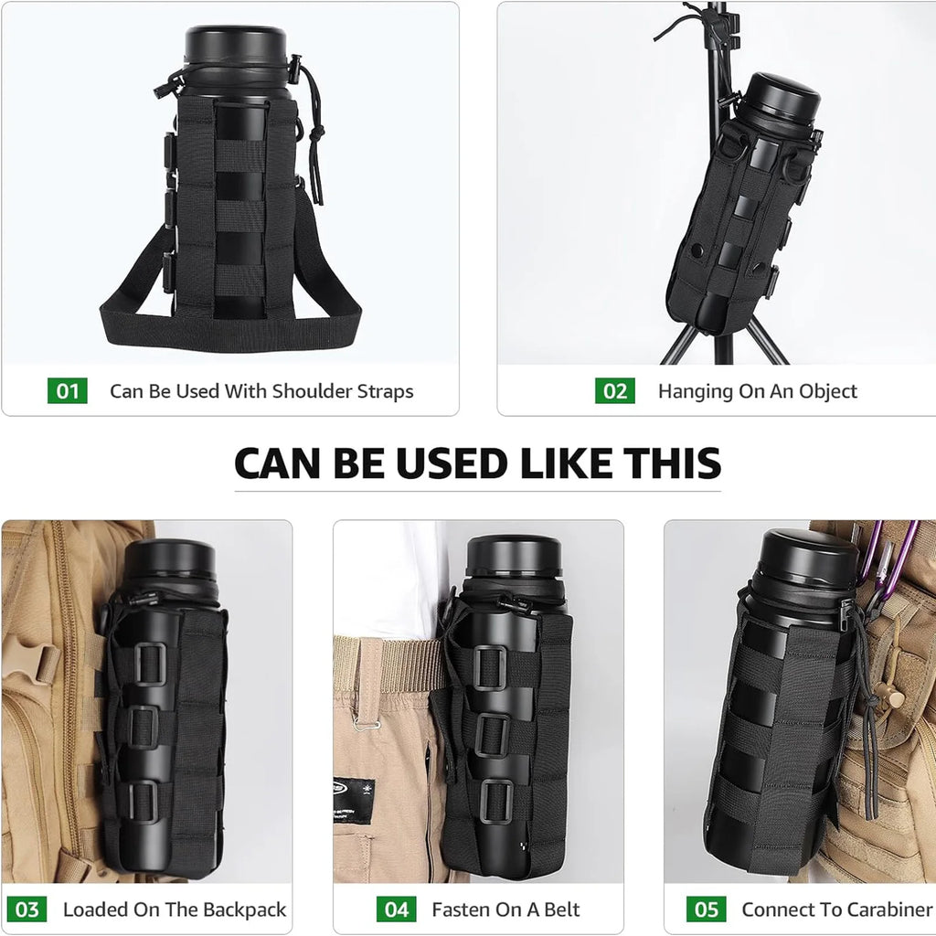Molle Water Bottle Holder Pouch for Backpack Water Bottle Holder Molle Pouch Adjustable Belt Molle Pouches Water Bottle Carrier