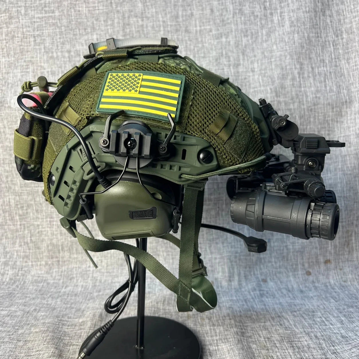 Tactical Fast Helmet Set with NVG Model Goggles Headset Cover Complete Combat Gear for Airsoft Paintball Hunting Cosplay