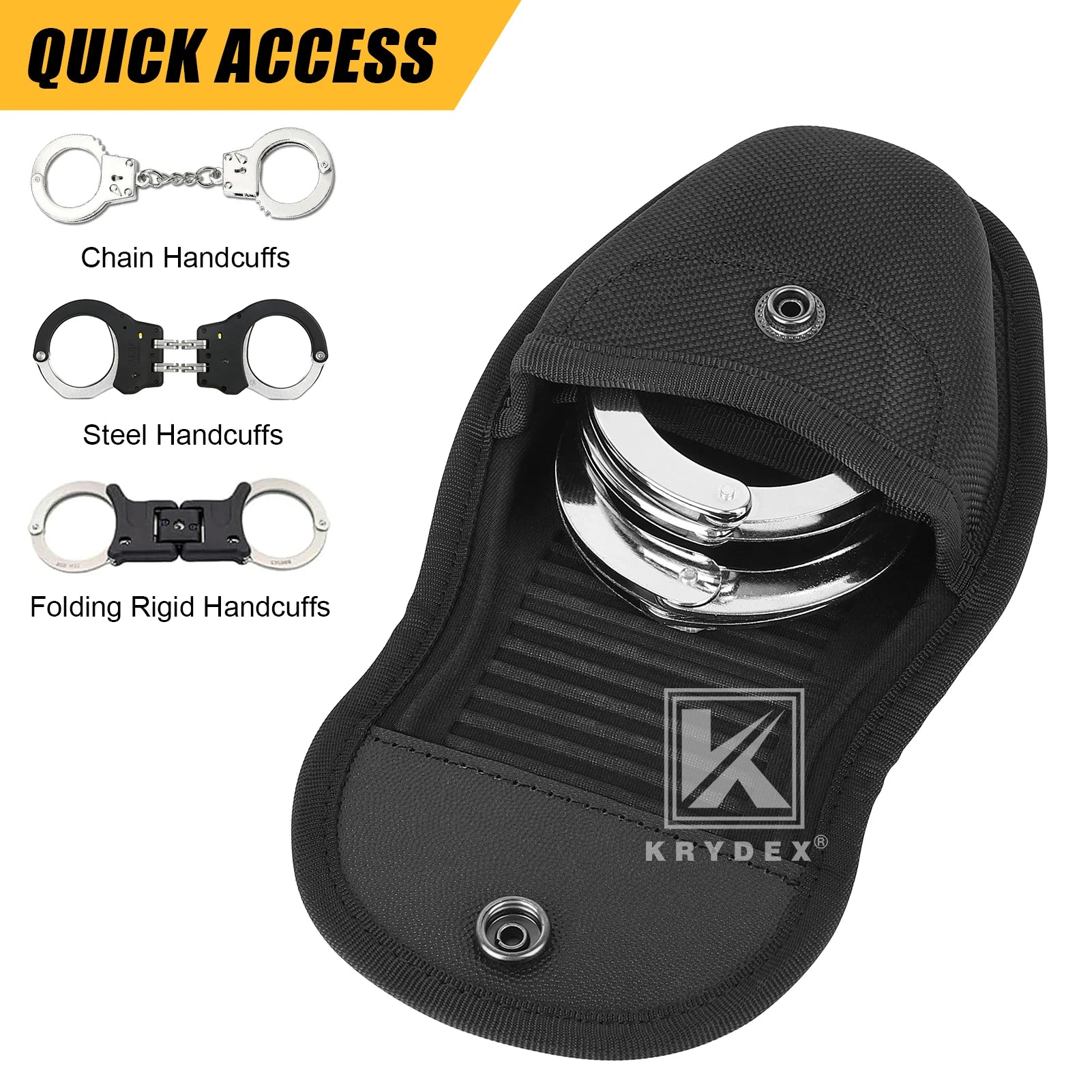 KRYDEX Tactical Double Hidden Snap Handcuff Case Pouch Fits 2” & 2.25” Duty Belt For Law Enforcement & Security Guard Equipment